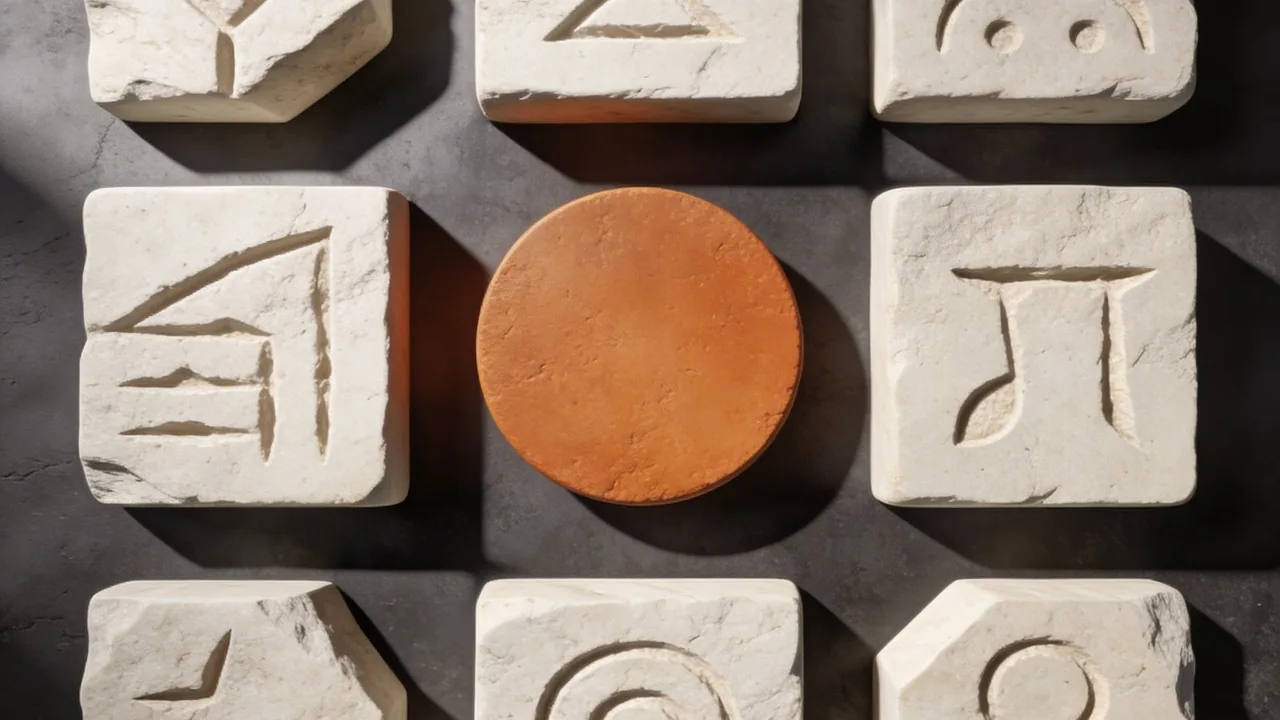 The History of Graphic Design: A Visual Evolution | Align 1 Abstract 3D geometric shapes representing the ancient history of graphic design and symbolic communication.