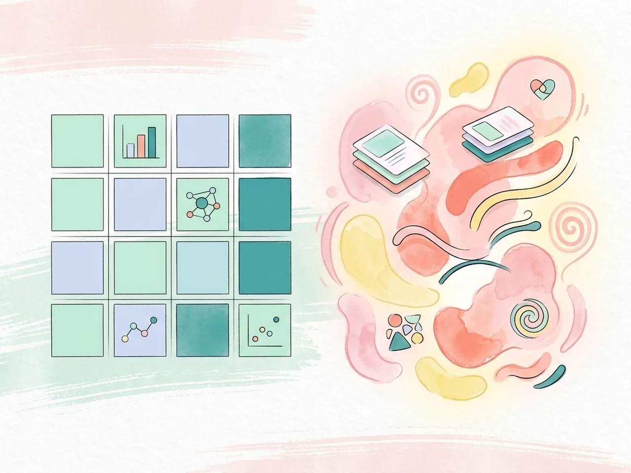 An abstract illustration showing the gap between data-driven logic and human emotional connection in an AI brand strategy.