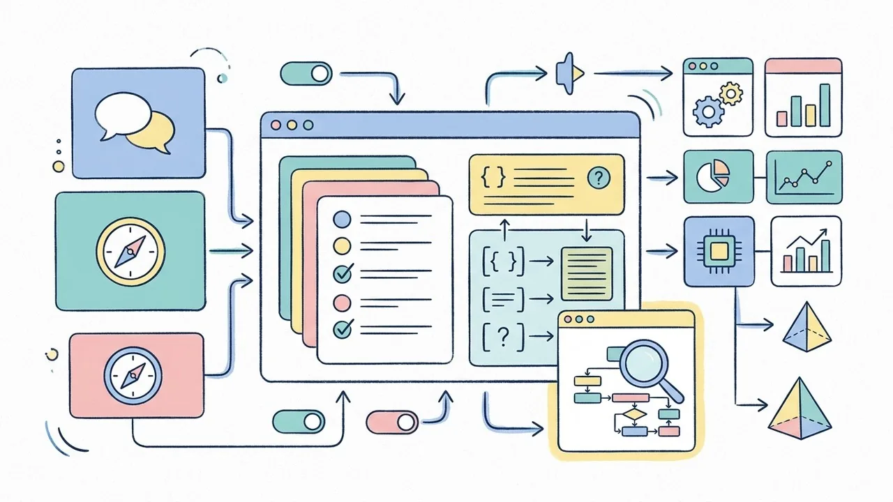 A modular framework and UI layout illustrating the steps to build an effective AI brand strategy.