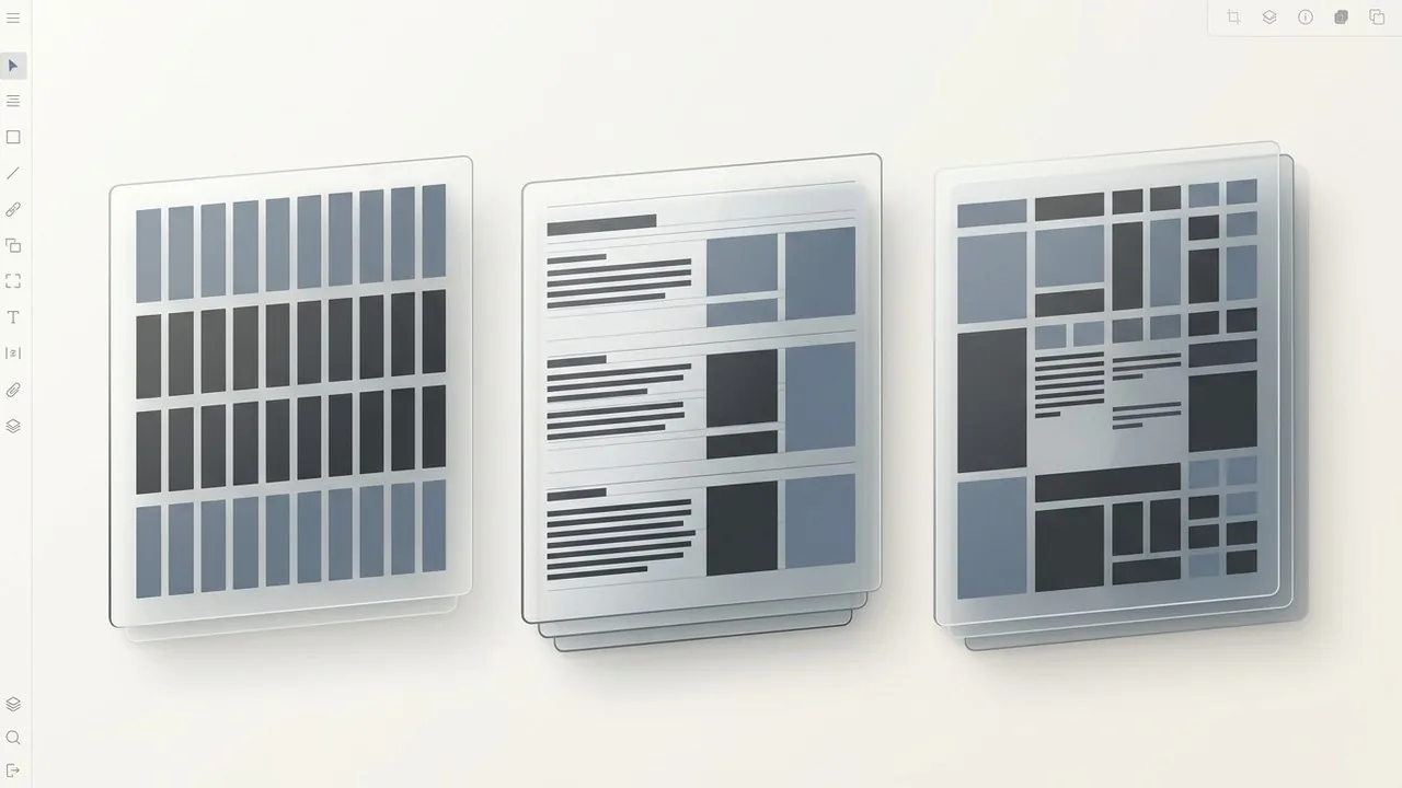 So sánh các loại hệ thống lưới khác nhau bao gồm khung 12 cột và modular cho thiết kế web chuyên nghiệp.