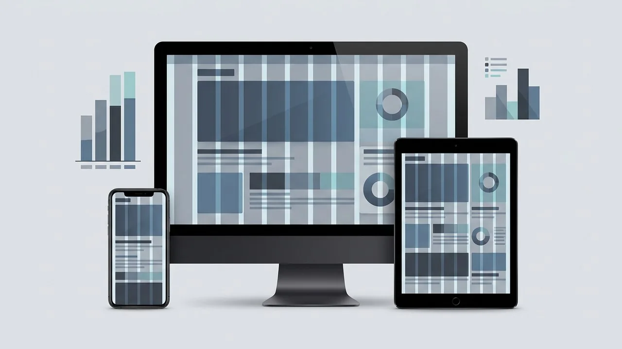 Minh họa thiết kế đáp ứng cho thấy cách hệ thống lưới thích ứng từ màn hình máy tính để bàn sang di động.