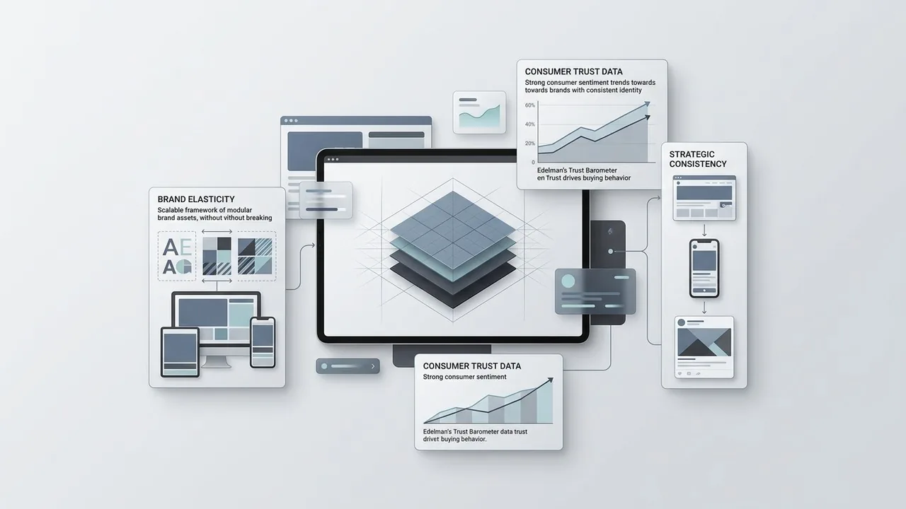 A sophisticated modular framework representing trust and scalability in AI branding strategies.
