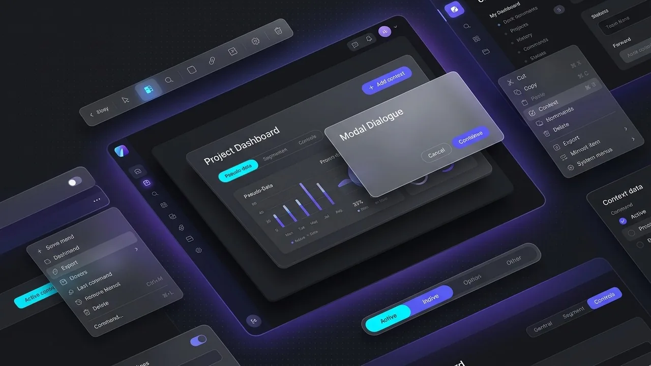 Triển khai chế độ tối của hệ thống màu giao diện bằng cách sử dụng các màu xám đậm và các lớp độ cao.