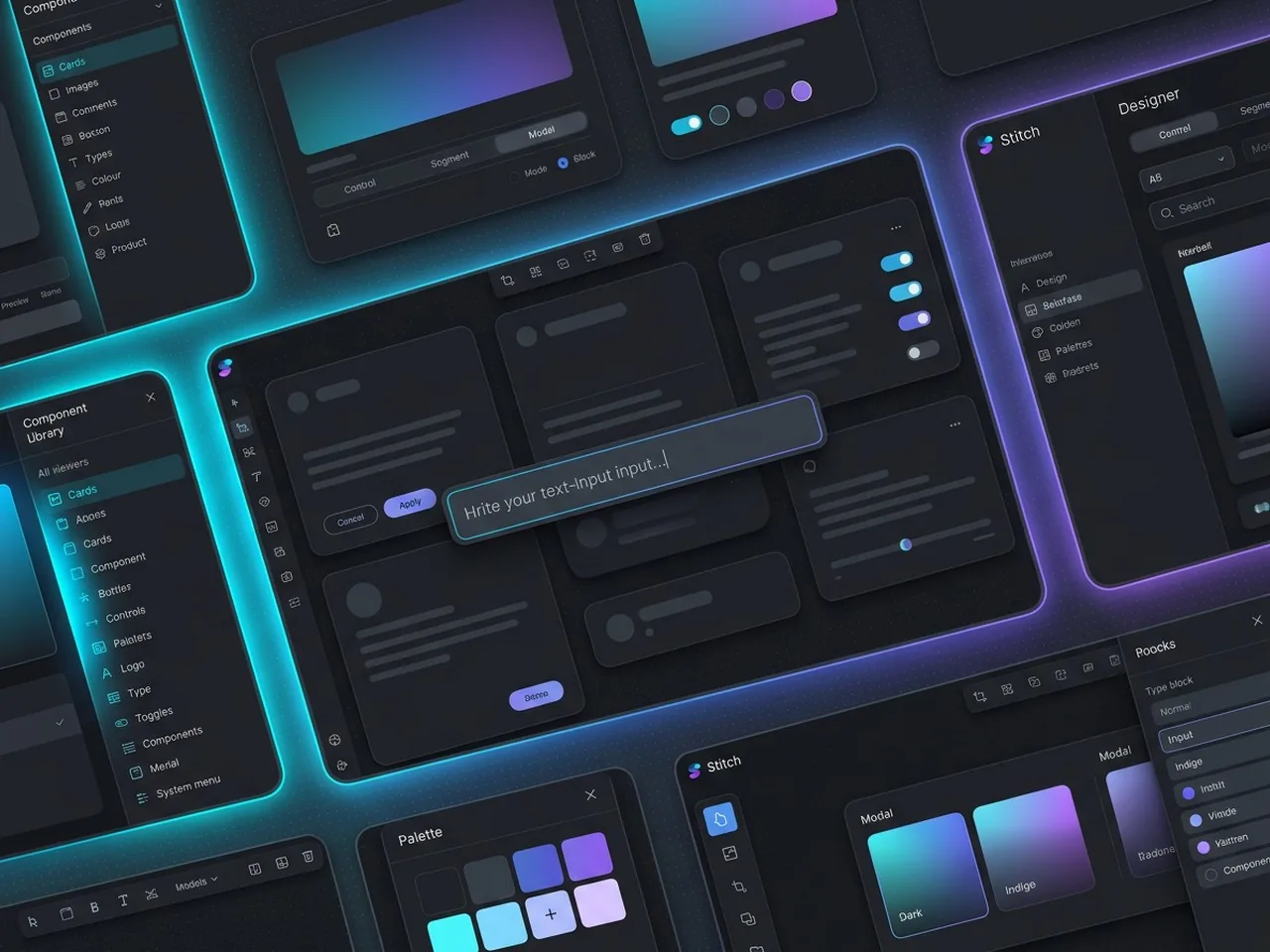 Giao diện công cụ thiết kế tương lai đại diện cho cách Google Stitch hỗ trợ vibe design thông qua AI.