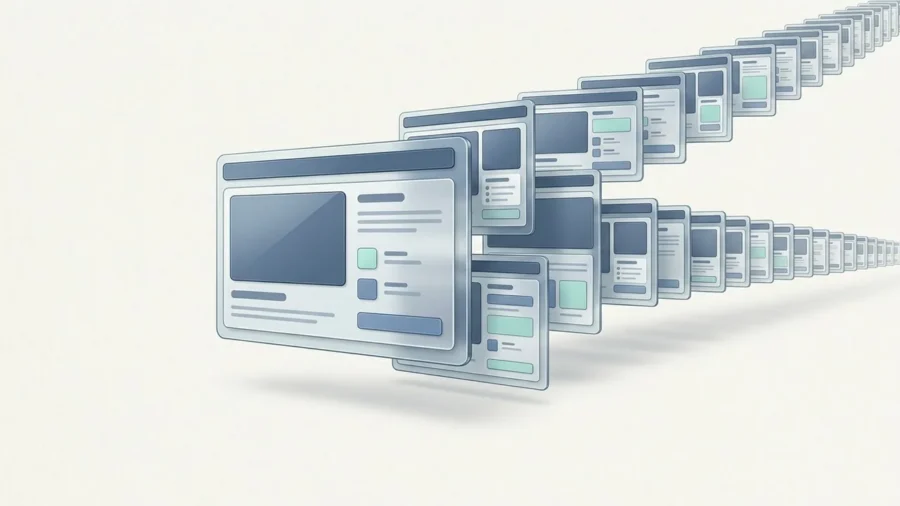 A sophisticated visual representation of design automation scaling a digital brand's assets with precision.