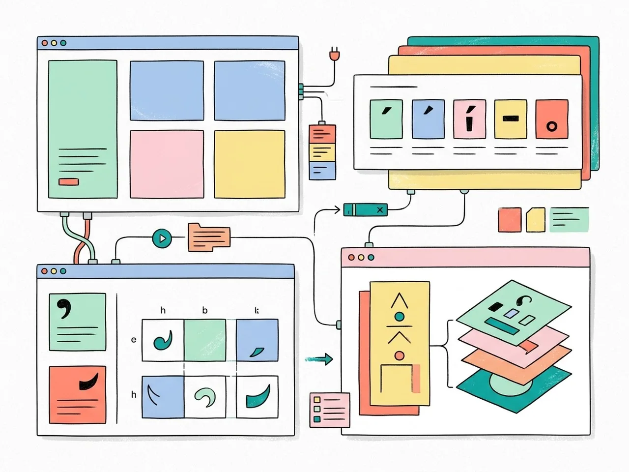 Create a post about the history of Vietnamese typography, use this website as a resource https://vietnamesetypography.com, Abstract UI design elements representing the history of Vietnamese typography and its complex diacritic marks.