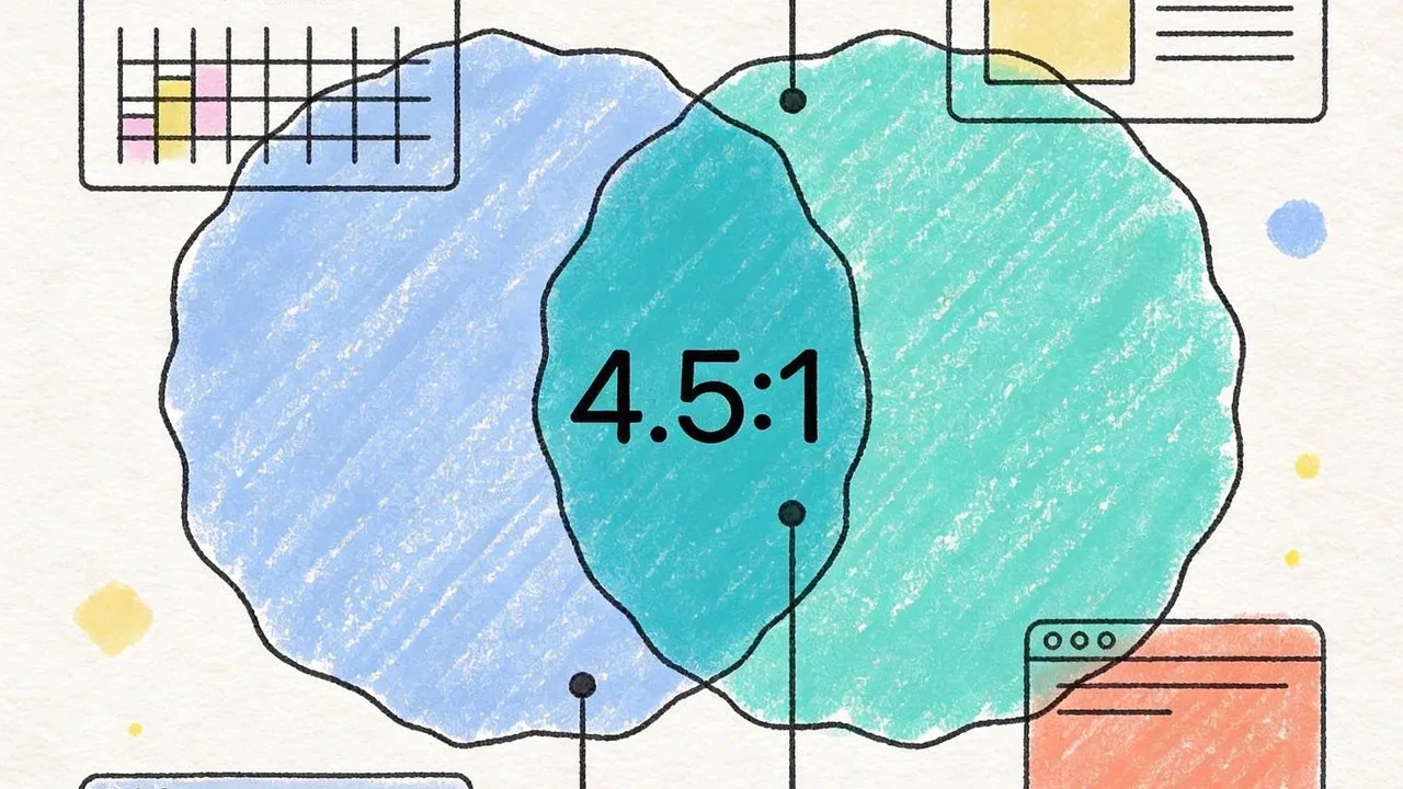 Fixing Your Interface Color System: Beyond Pretty Palettes 3 A minimalist illustration representing contrast ratios and accessibility standards in an interface color system.