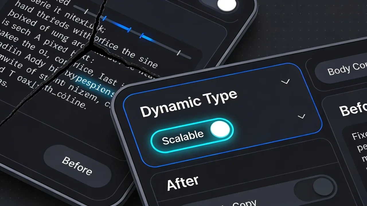 Trực quan hóa tỷ lệ chữ động và các lỗi phổ biến trong size chữ cho thiết kế mobile app.