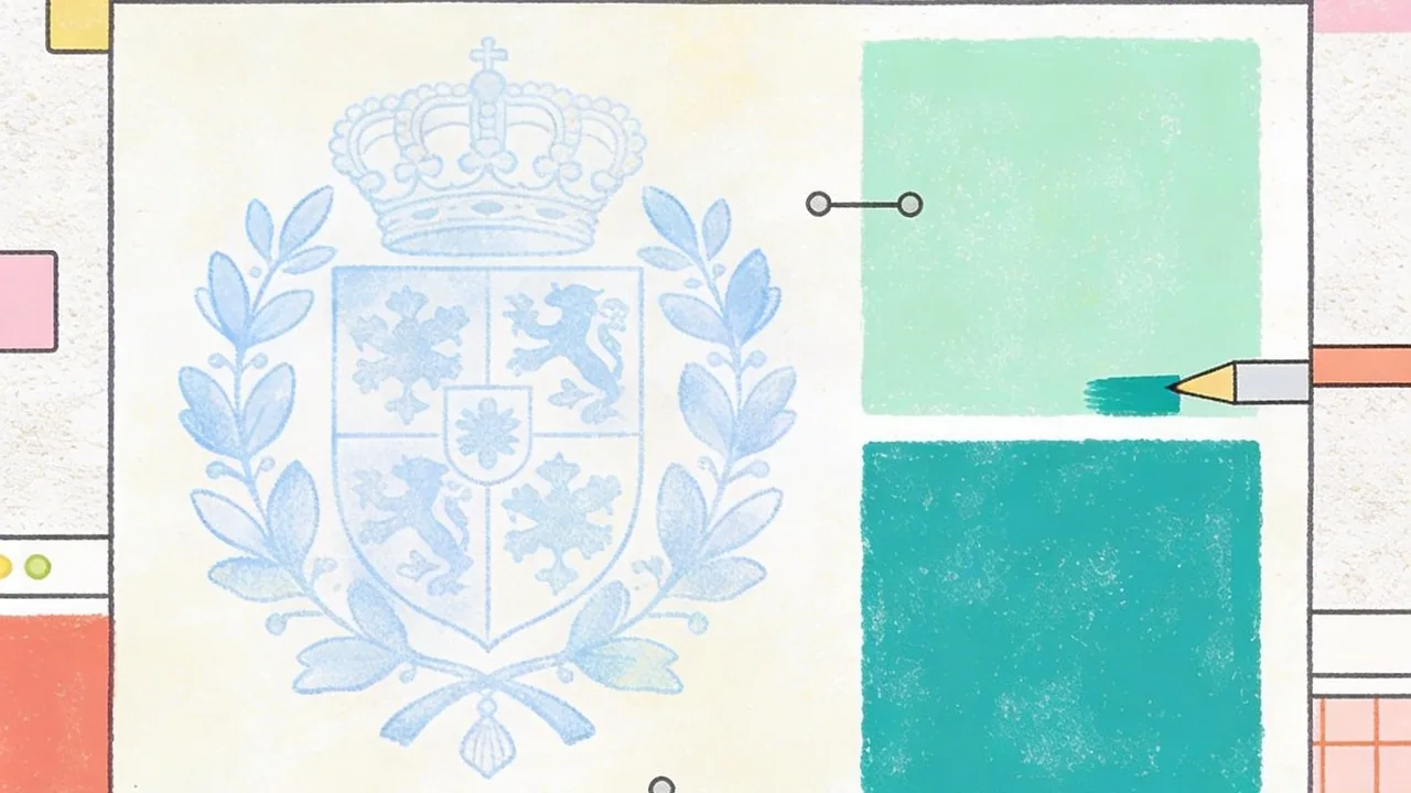 A conceptual illustration of a traditional brand being covered by modern minimalist design elements to show when to rebrand.