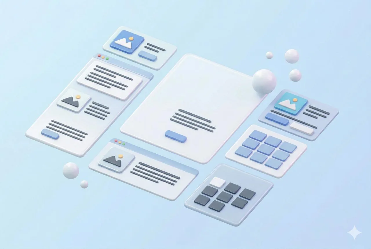 A clean website design interface showing organized UI elements and clear visual hierarchy.