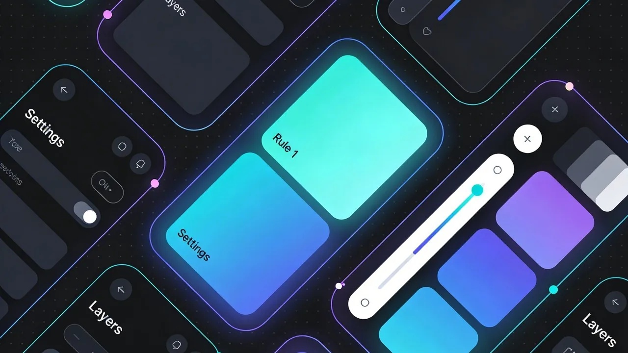 A sophisticated UI layout illustrating the 8 rules of clean website design through white space and grid systems.