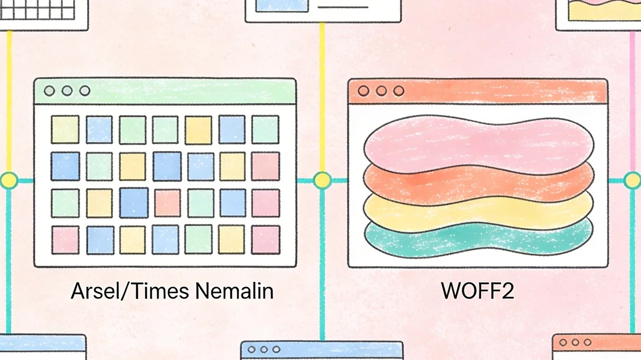 A timeline illustration showing the technological shift and evolution of typography in web design.