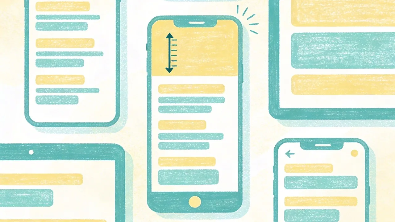 Abstract mobile device frames illustrating fluid hierarchy and typography in web design.