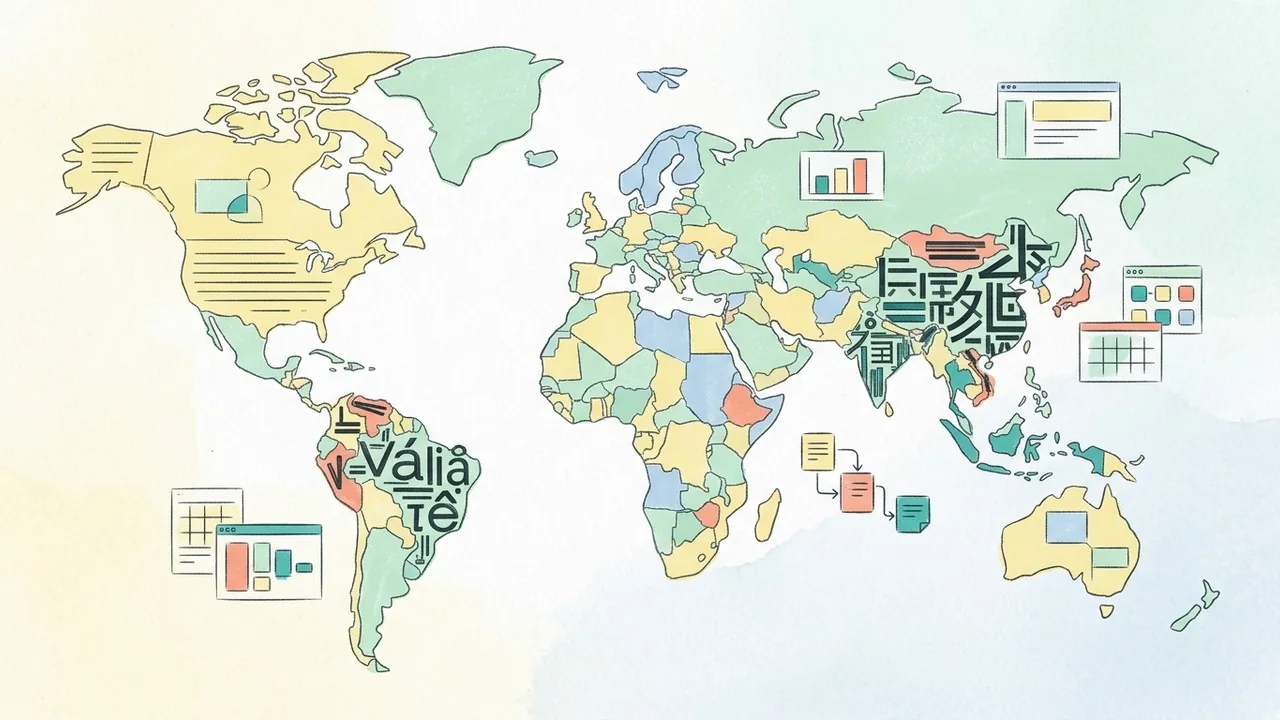 Bản đồ toàn cầu trừu tượng minh họa sự đa dạng và phức tạp của typography toàn cầu trong thiết kế web.