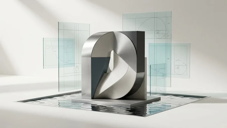 A premium editorial 3D visualization representing the foundational strength of typography in web design.