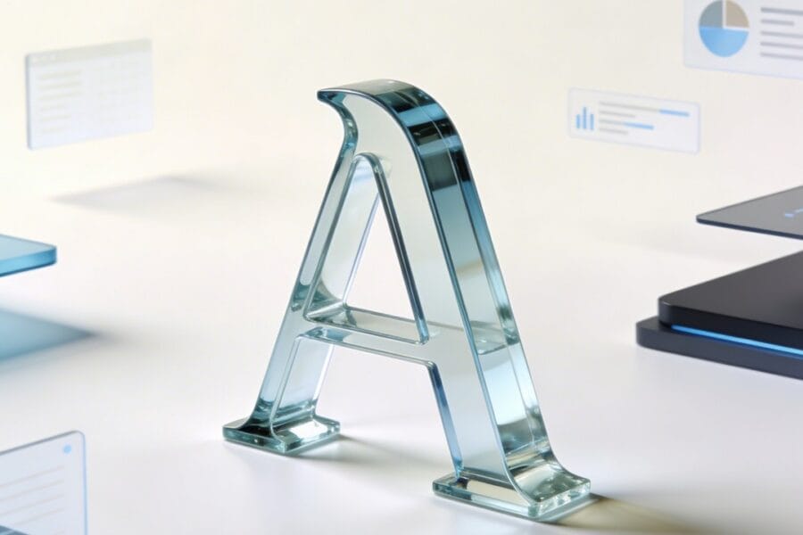 A premium editorial visual representing the foundational role of typography in web design with elegant architectural curves and ivory tones.