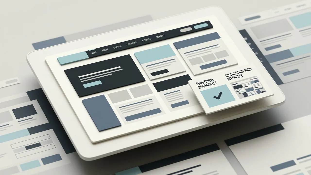 A structured UI framework illustrating the organized layout of a clean web page design.