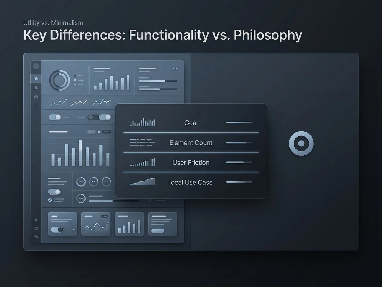 A visual comparison between the functional utility of clean web page design and the artistic philosophy of minimalism.