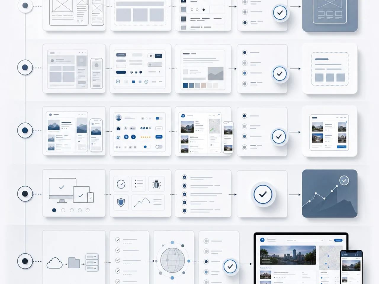 directory website design, web directory design, A project management process diagram for launching a professional web directory design.