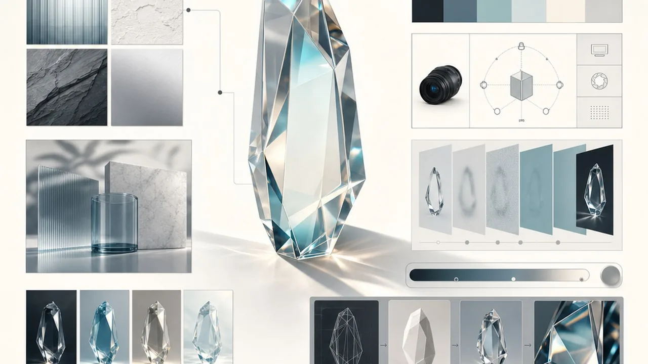 An editorial moodboard specimen sheet illustrating the visual output of an ai prompt for expert web design.