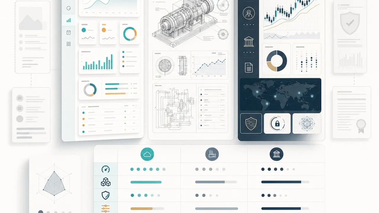 Comparison of SaaS, industrial, and financial design priorities by a professional b2b web design agency.