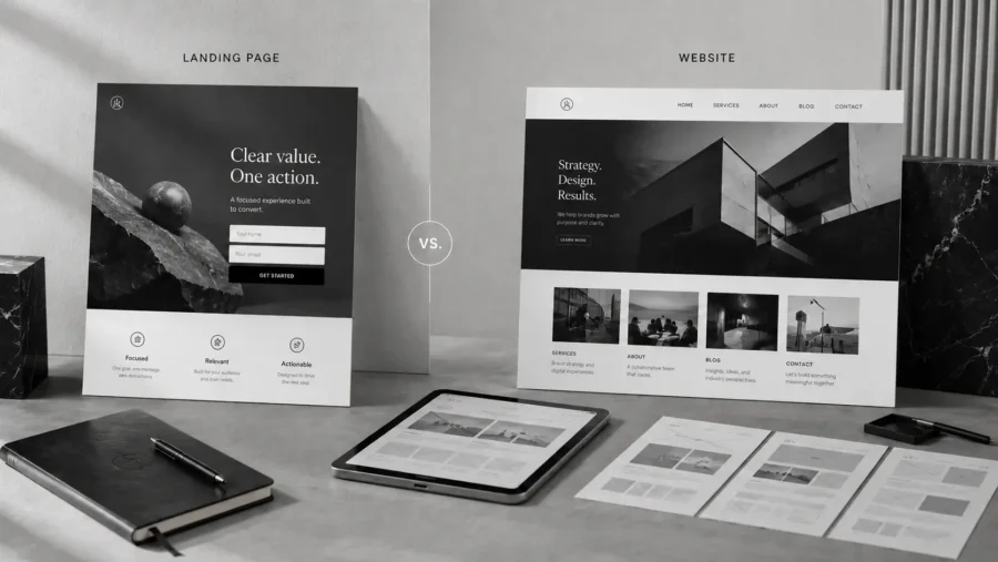 landing page vs website, landing page khác gì website