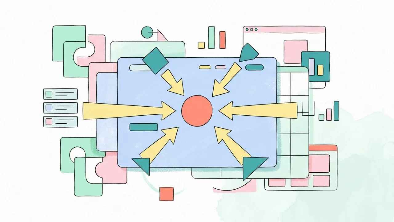 Strategic layout patterns and directional cues that enhance landing page hierarchy in the hero section.
