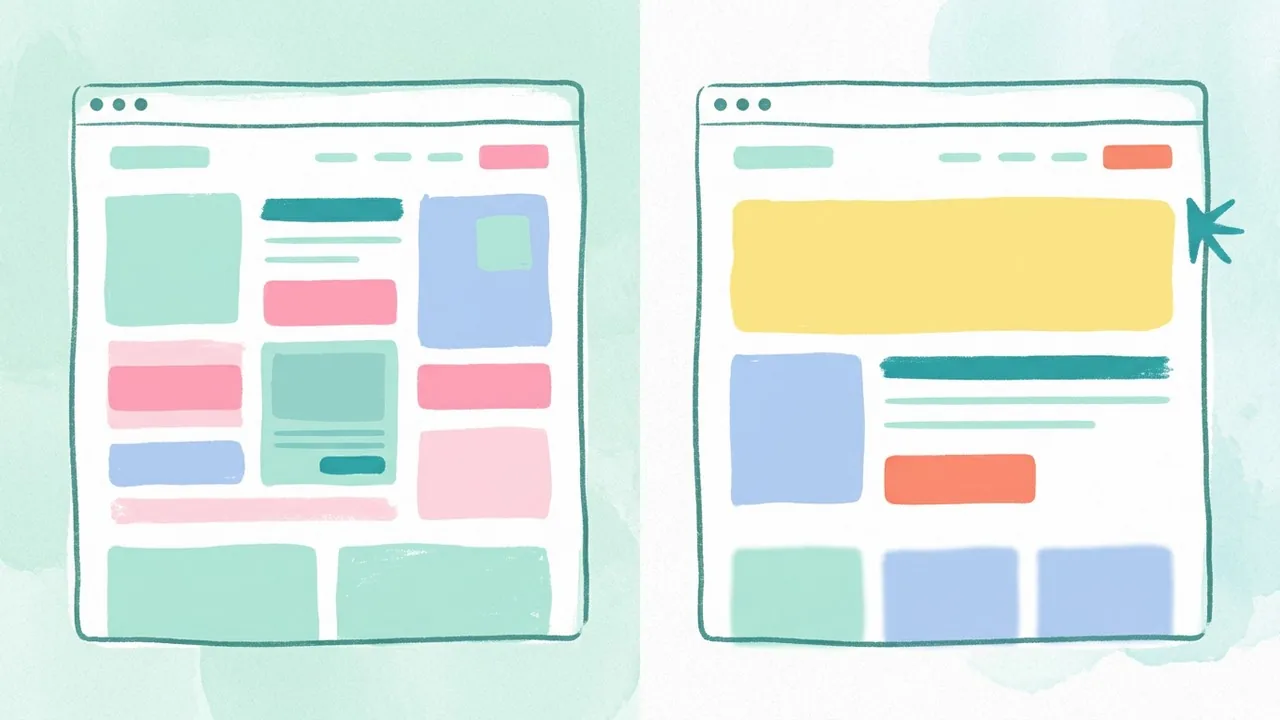 A visual comparison of a cluttered layout versus an optimized landing page hierarchy.